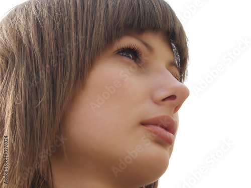 pretty brunette close-up isolated b8