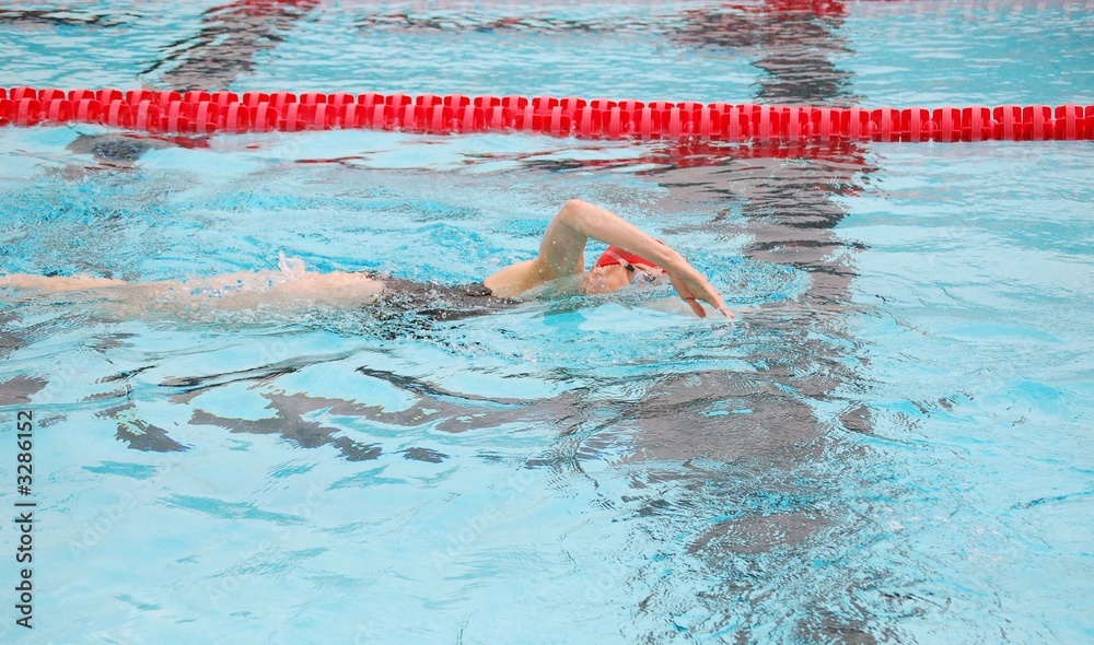 woman swimming laps