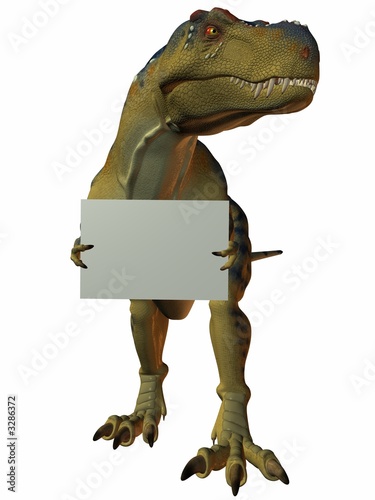 t-rex mit schild