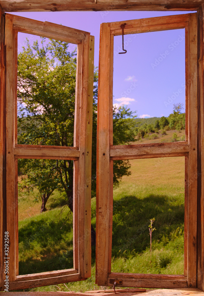 Fototapeta krajobraz widziany przez okno