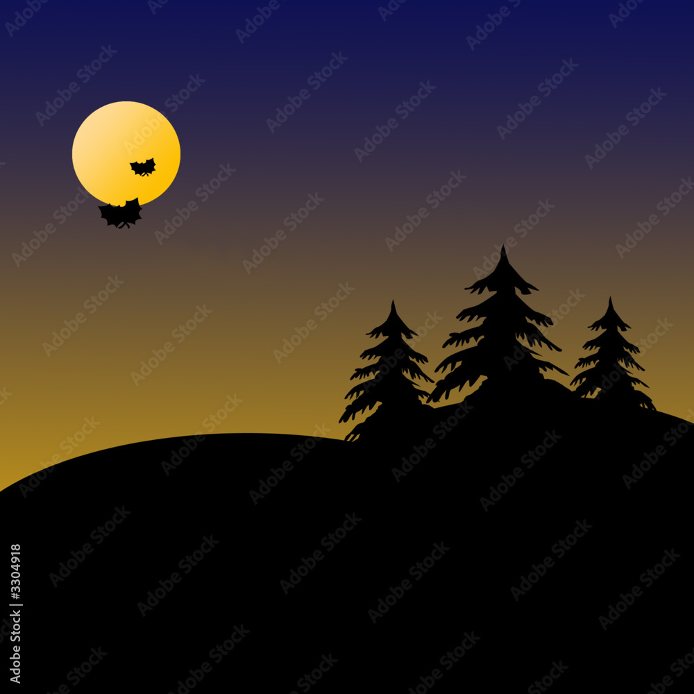 Obraz premium night landscape - 2d illustration