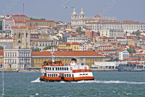 ferry on the river tagus in portugal