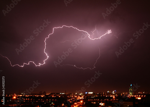 thunderbolt over city
