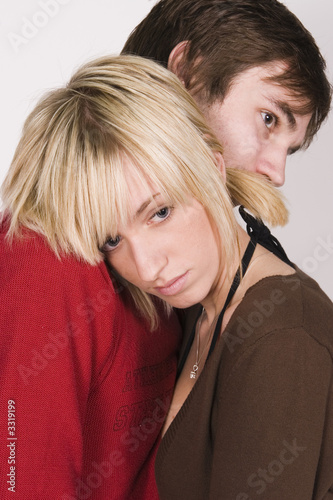 young couple hugging photo