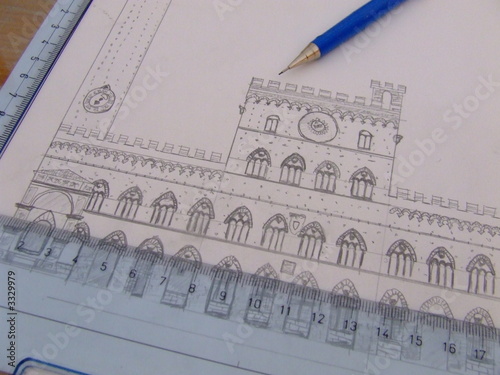 disegno palazzo pubblico di siena