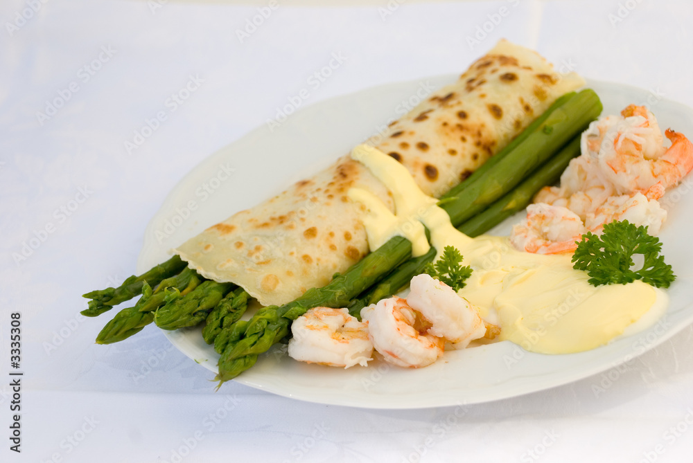 garnelen mit grünem spargel und hollandaise garnelen mit grünem spargel und hollandaise