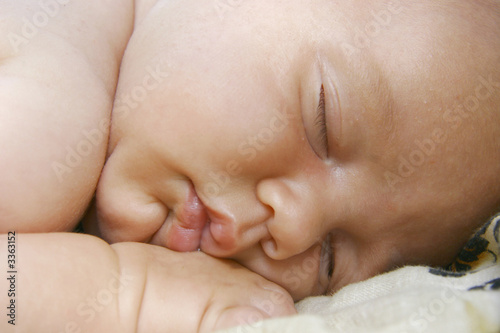 close up of a sleeping baby