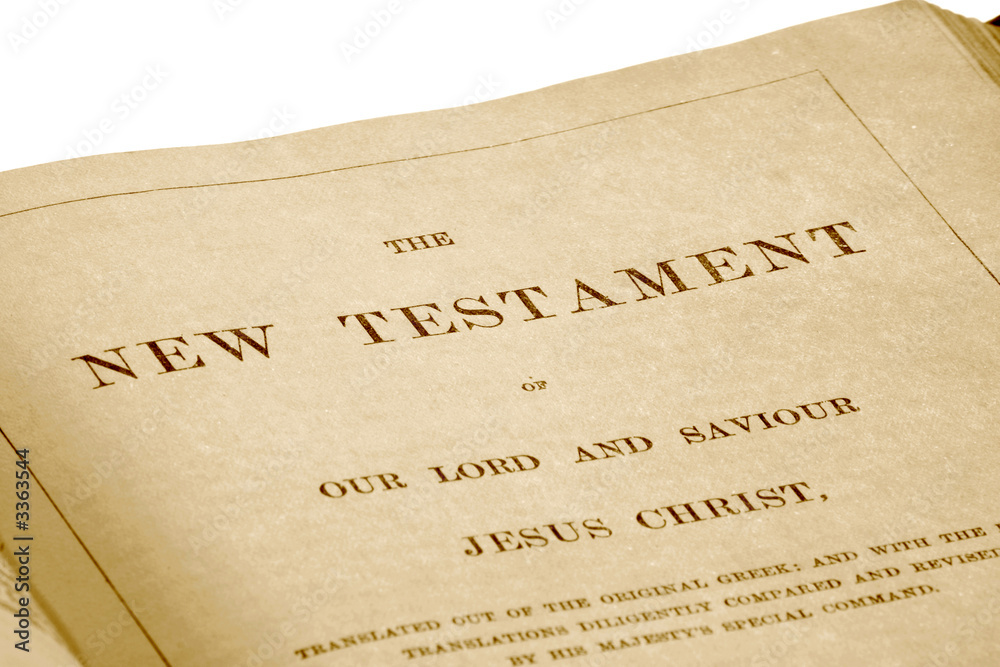 the new testament in an antique bible printed in 1 - obrazy, fototapety, plakaty 
