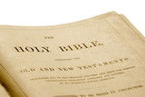 close up of the opening page of an antique bible.