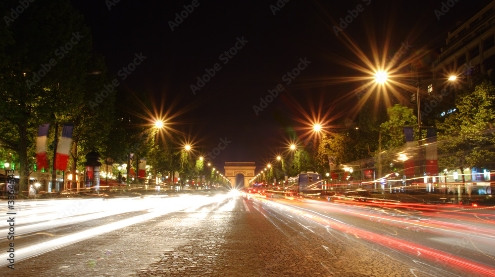 champs-elysees avenue at night