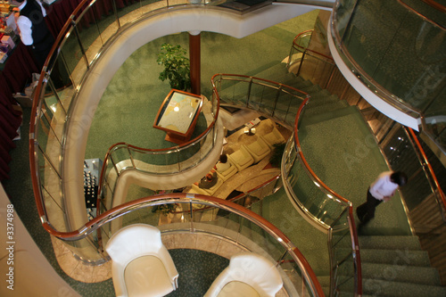 looking down the stair well of a cruise ship
