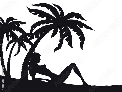 girl under palm tree