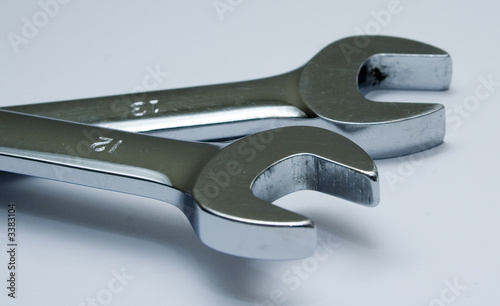 two open ended spanners or wrenches