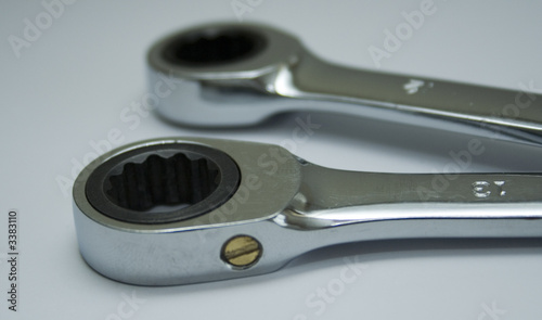 two ratchet ring ended spanners or wrenches