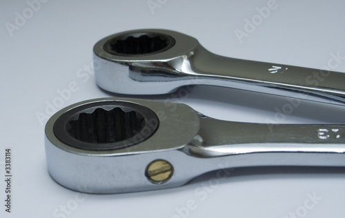 two ratchet ring ended spanners or wrenches