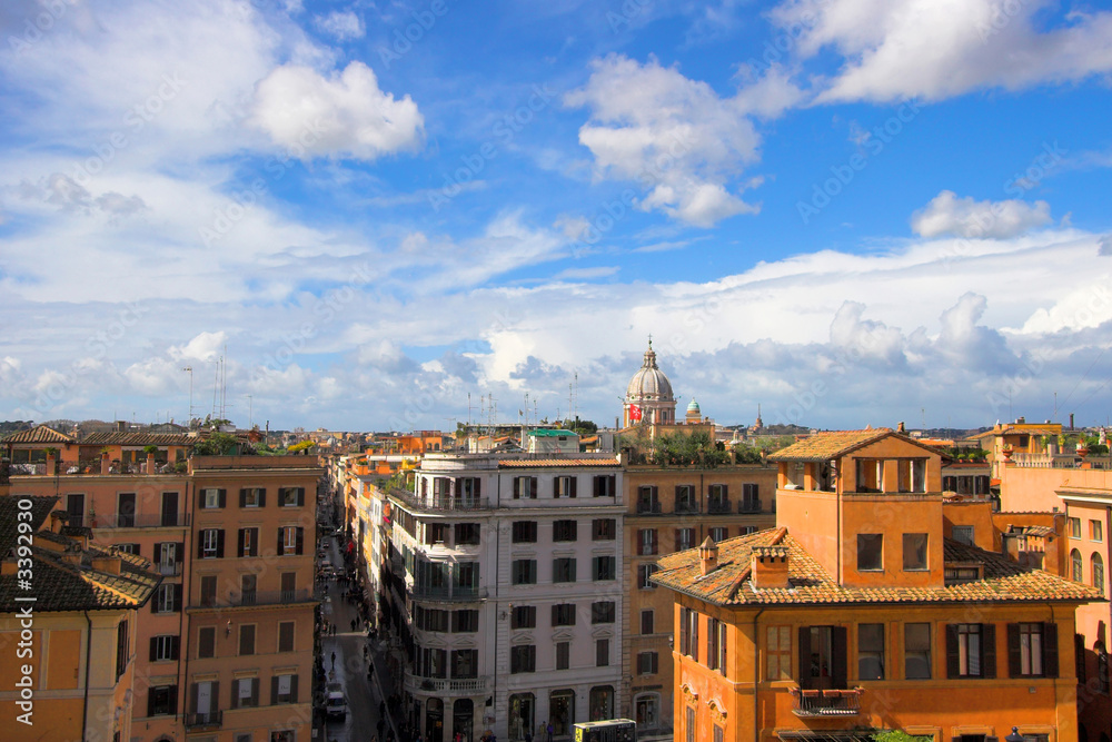 panoramic view from the roof of building in rome