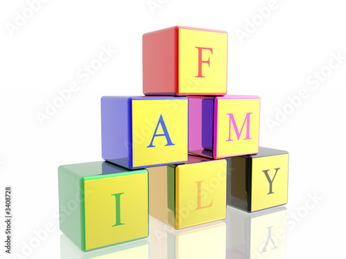 word "family" built from cubes