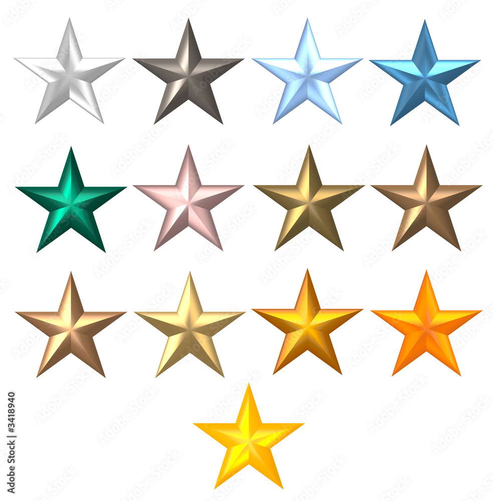 metal colourful 5-ray stars