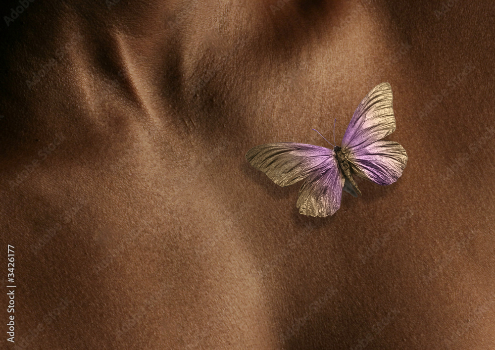 Naklejka premium pink butterfly on african woman