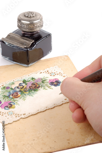 writing postacard photo