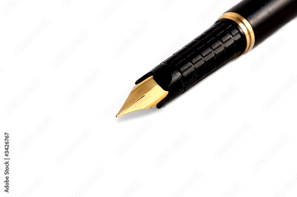 close-up of a fountain pen isolated over a white b close-up of a fountain pen isolated over a white b