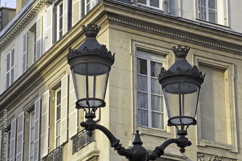 paris with street lamps