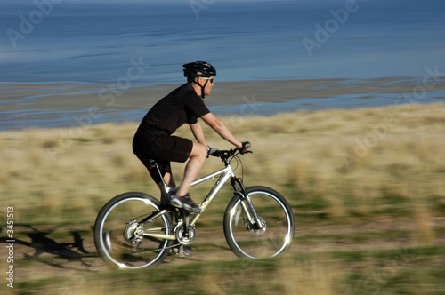 Blur action shot of mountain biker