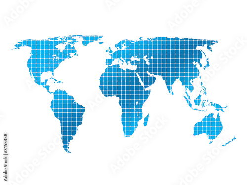 background squares and world map close up