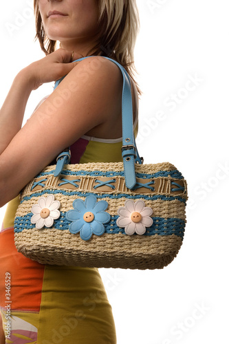 girl with beach bag photo