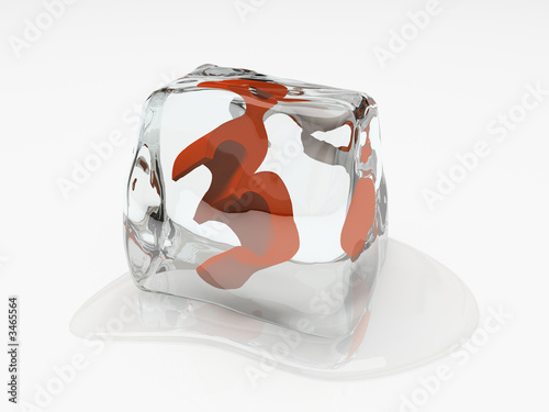numeral three in ice cube 3d rendering