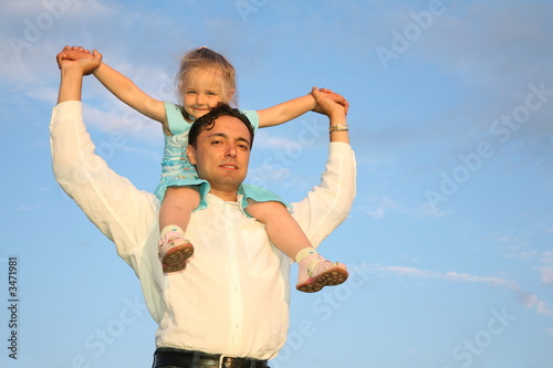 on fathers shoulders