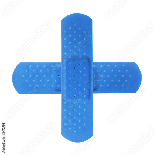 2 blue bandages making blue cross