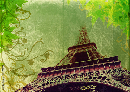 grunge eiffel tower in sepia