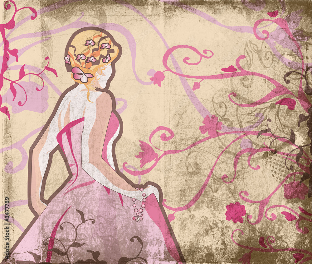 Fototapeta premium beautiful bride on grunge page