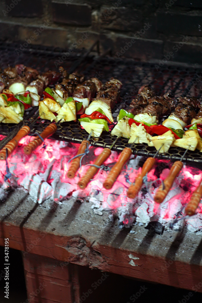kebabs on a barbacue