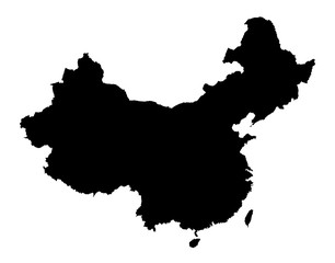 Wandcirkels China Zwart-witte gedetailleerde kaart van China  © skvoor