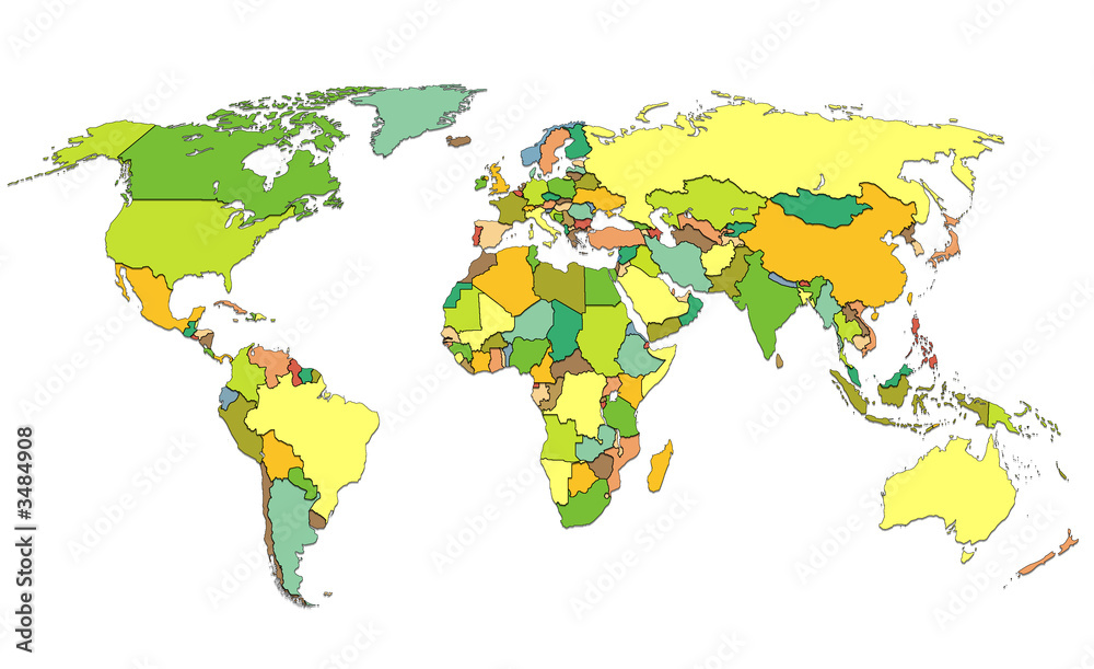 World map with all countries. white background