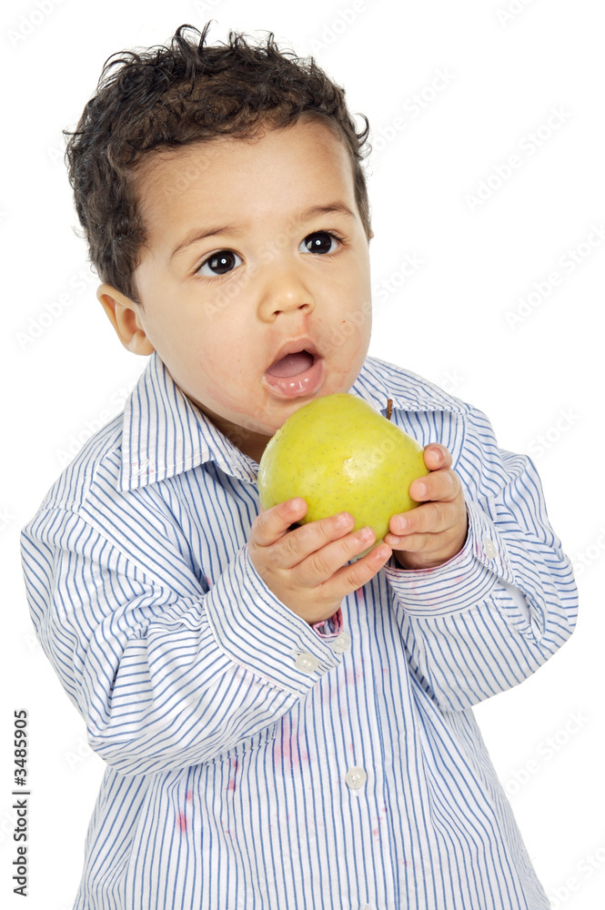 adorable baby eating an apple