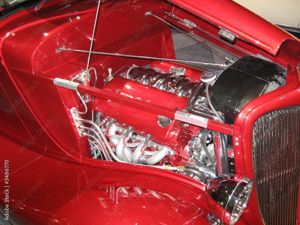 Red Car Engine Bay · Free Stock Photo