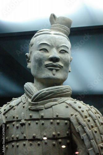 the face of a terracotta solider in xian china