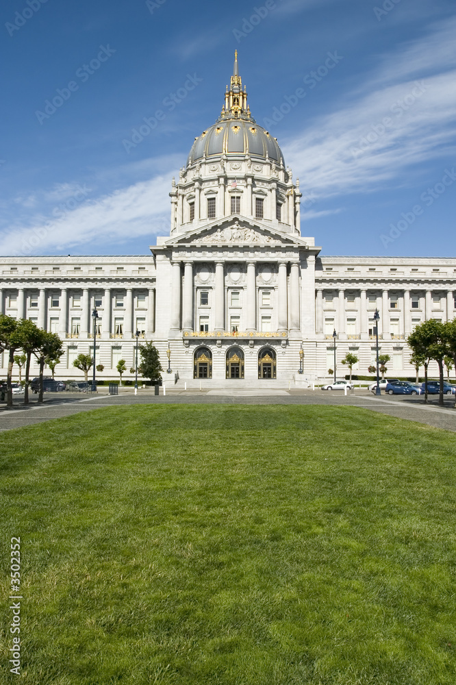 san francisco's city hall with grass