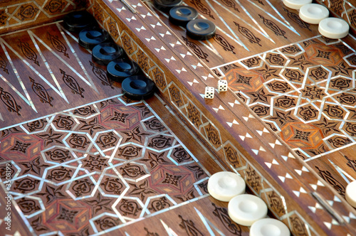 Valokuvatapetti mother of pearl inlaid backgammon set