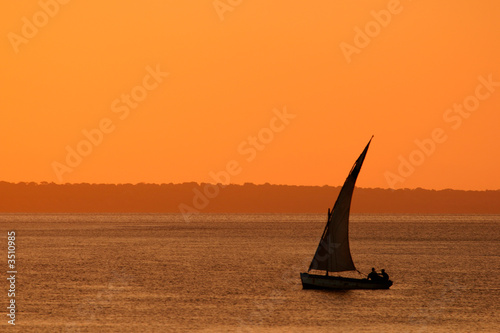 mozambican dhow at sunset