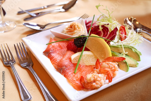 salmon and salad.