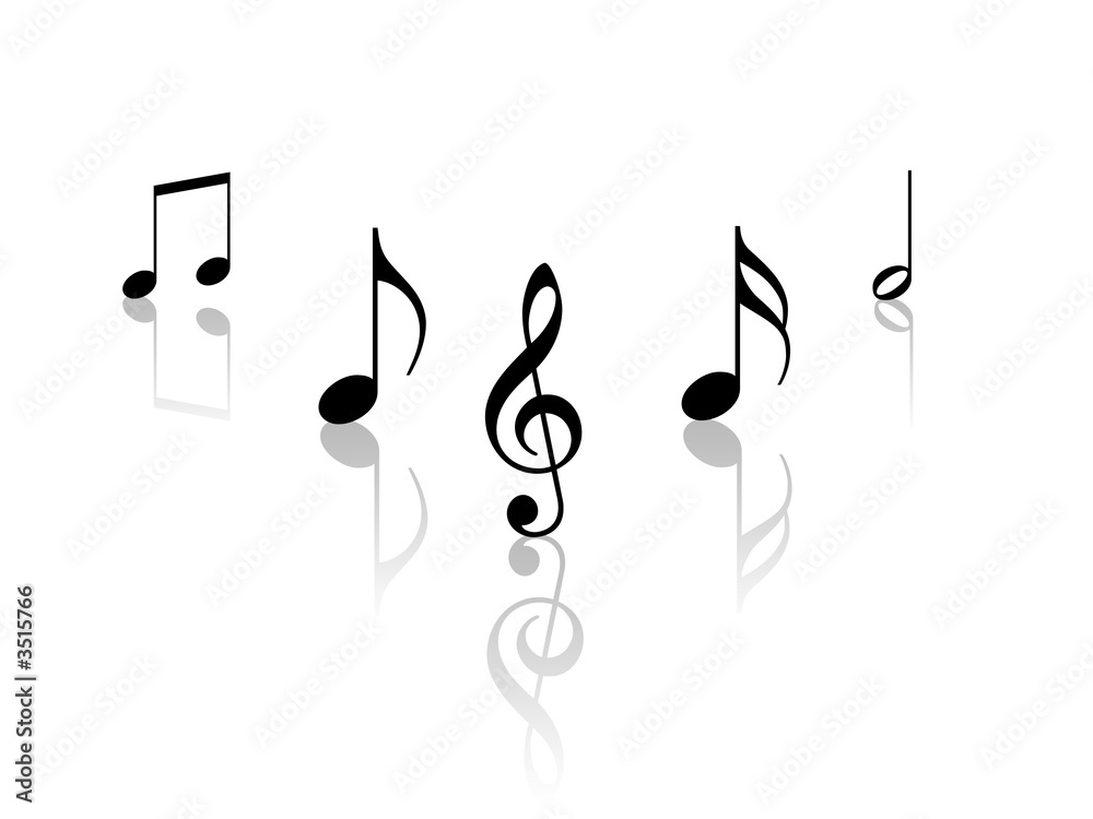 Obraz premium music notes with reflection
