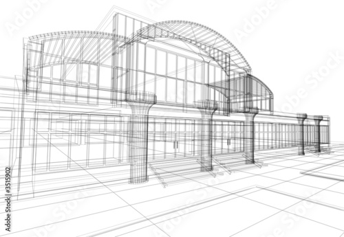wireframe of office building © Roman Sakhno