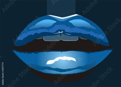 glossy blue luscious lips