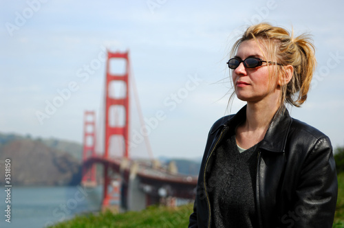 woman by golden gate bridge