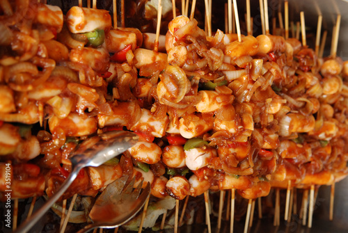 cooked BBQ meats in the pan