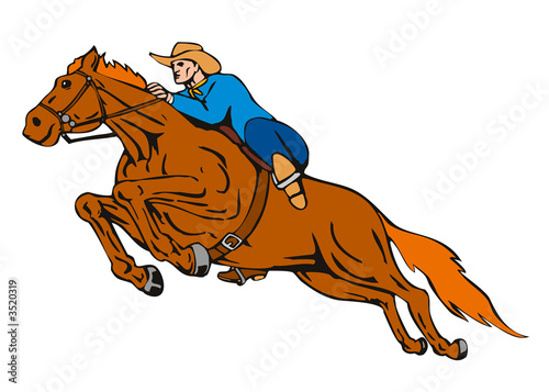 Cowboy on a horse white background © patrimonio designs